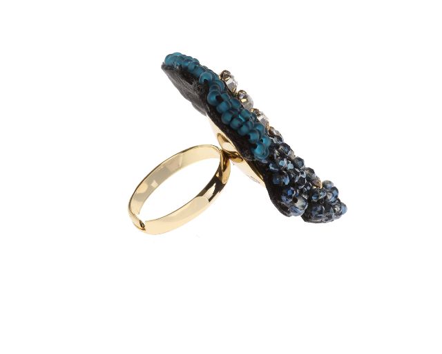 Ring With Crystals And Blue Beads Ottaviani 157051 639500216a