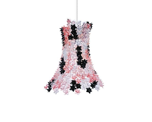 Suspension lamp bloom pink and crystal