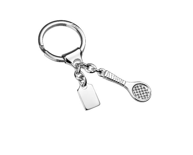 Portachiavi tennis argento con piastrina
