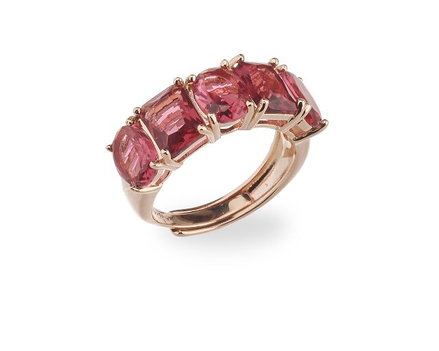 Ring luce silver rosè with ruby zircons