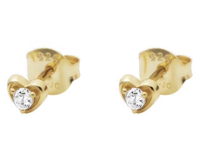 Orecchini argento dorato cuore con zircone