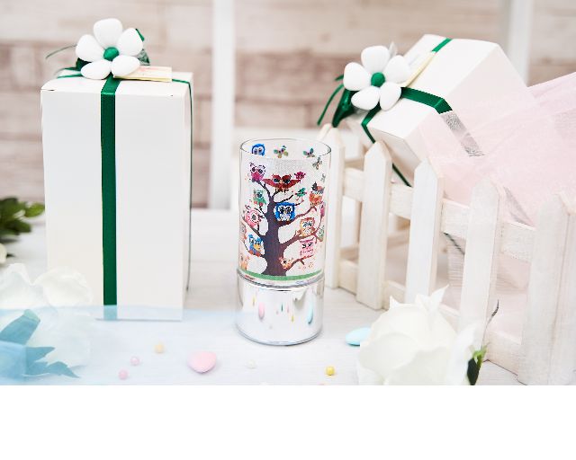 Lamp owl tree with sugared almonds