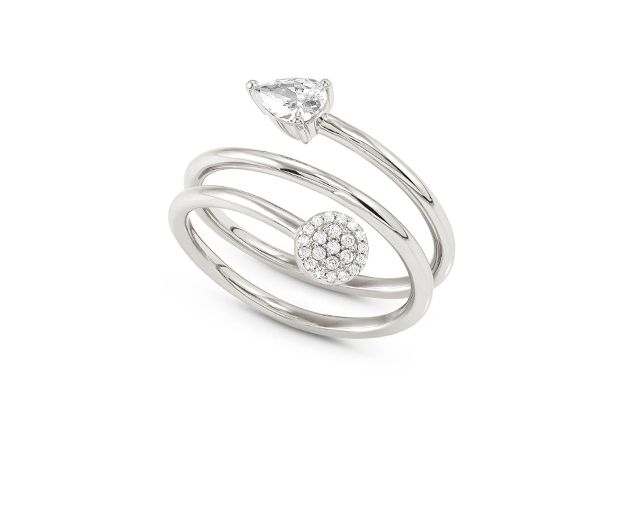 Ring lucentissima silver round and teardrop zircons