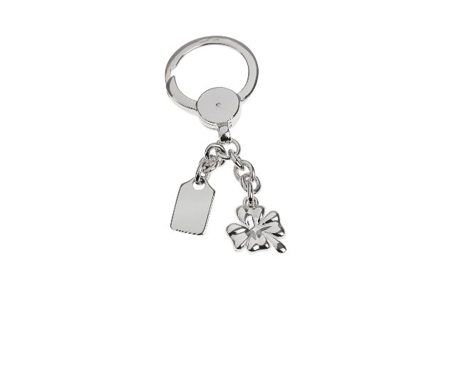Keychain quaterfoil silver with plate