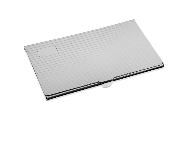 Business card holder for bag silver with striped engraving