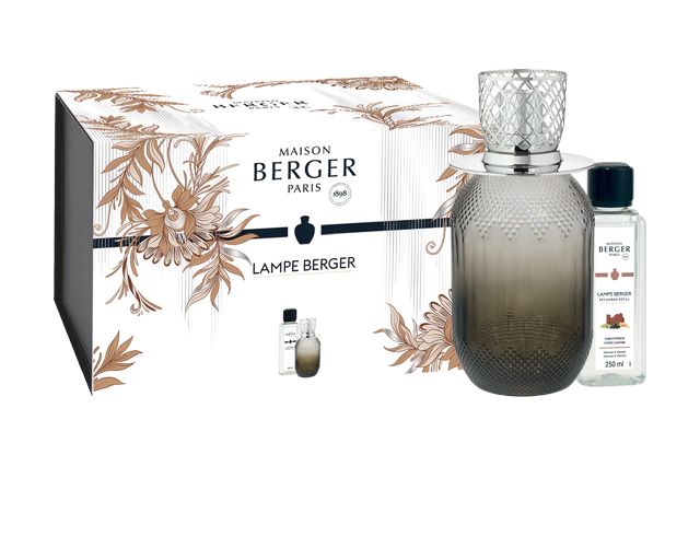 Cofanetto lampada catalitica evanescence grigia con profumo 250 ml cuir mystque
