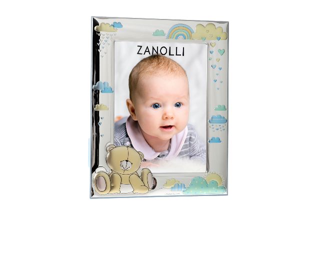 Picture frame forever friends pvd silver teddy bear and clouds for boy