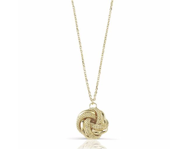 Collana oro 9 kt con nodo lucido e zigrinato