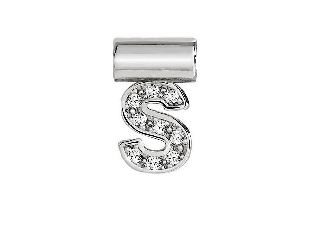 Charm seimia silver s letter with zircons