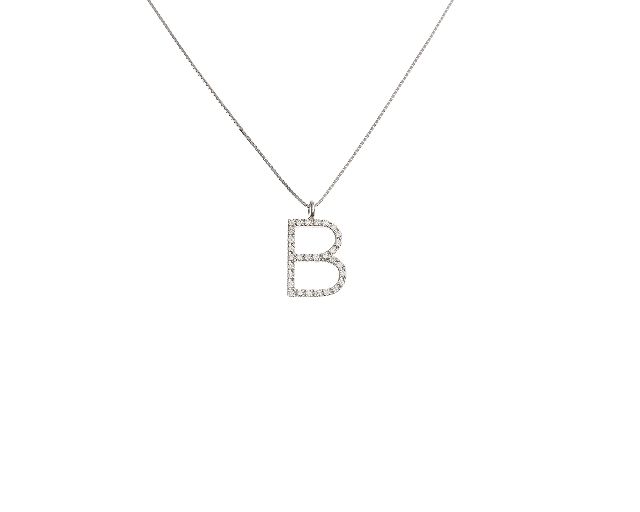 Collana oro 750‰ ciondolo lettera b con brillanti