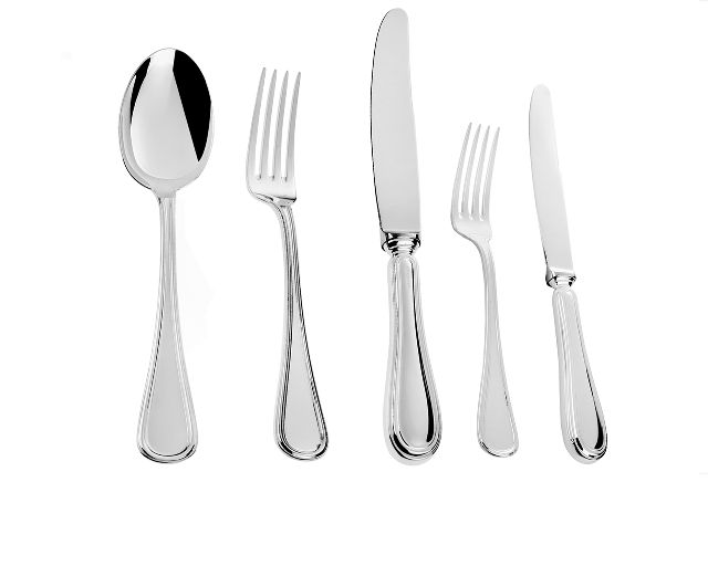 Cutlery set silver 5 pieces in english style