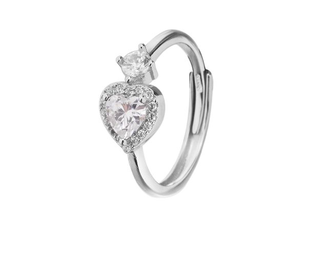 Anello argento con cuore zircone bianco