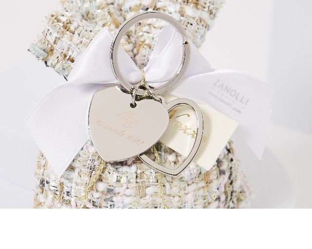Portachiavi Due Cuori Con Sacchetto Portaconfetti Selezione Zanolli 170544 6285588hx