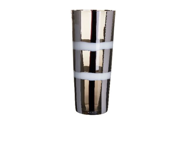 Vaso troncocono vetro di murano latte nero grigio