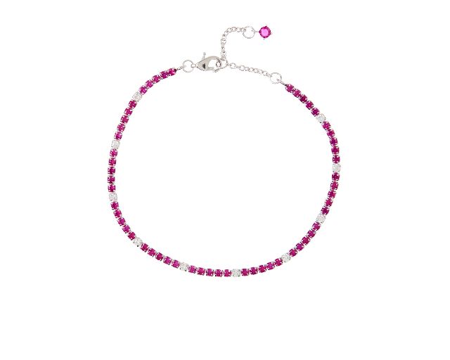 Bracciale tennis argento con cubic zirconia e zirconi rubino