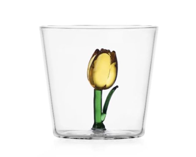 Bicchiere tumbler botanica tulipano giallo