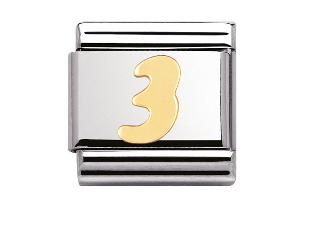 Numero 3 composable acciaio e oro