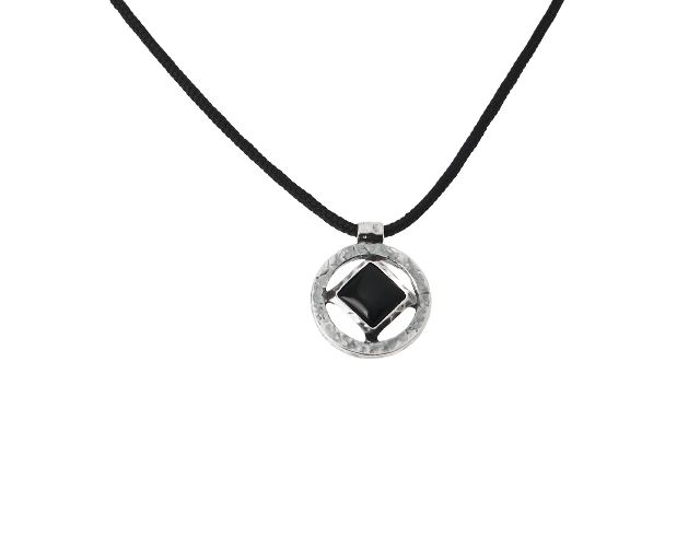 Collana uomo soul man argento brunito con pendente in agata nera