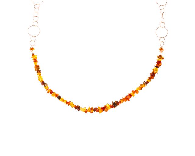 Collana argento rosè e ambra