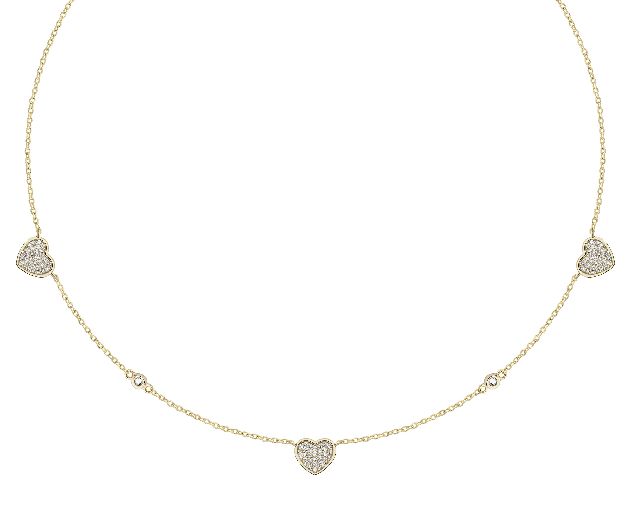 Collana argento dorato tre cuori con zirconi