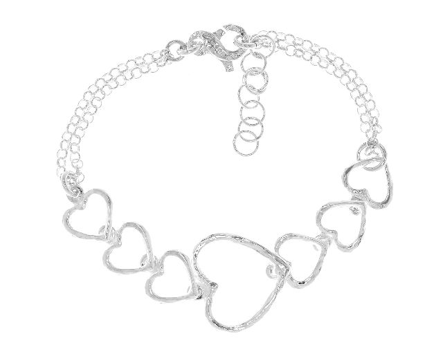 Bracciale vanesia argento con maglia a cuori