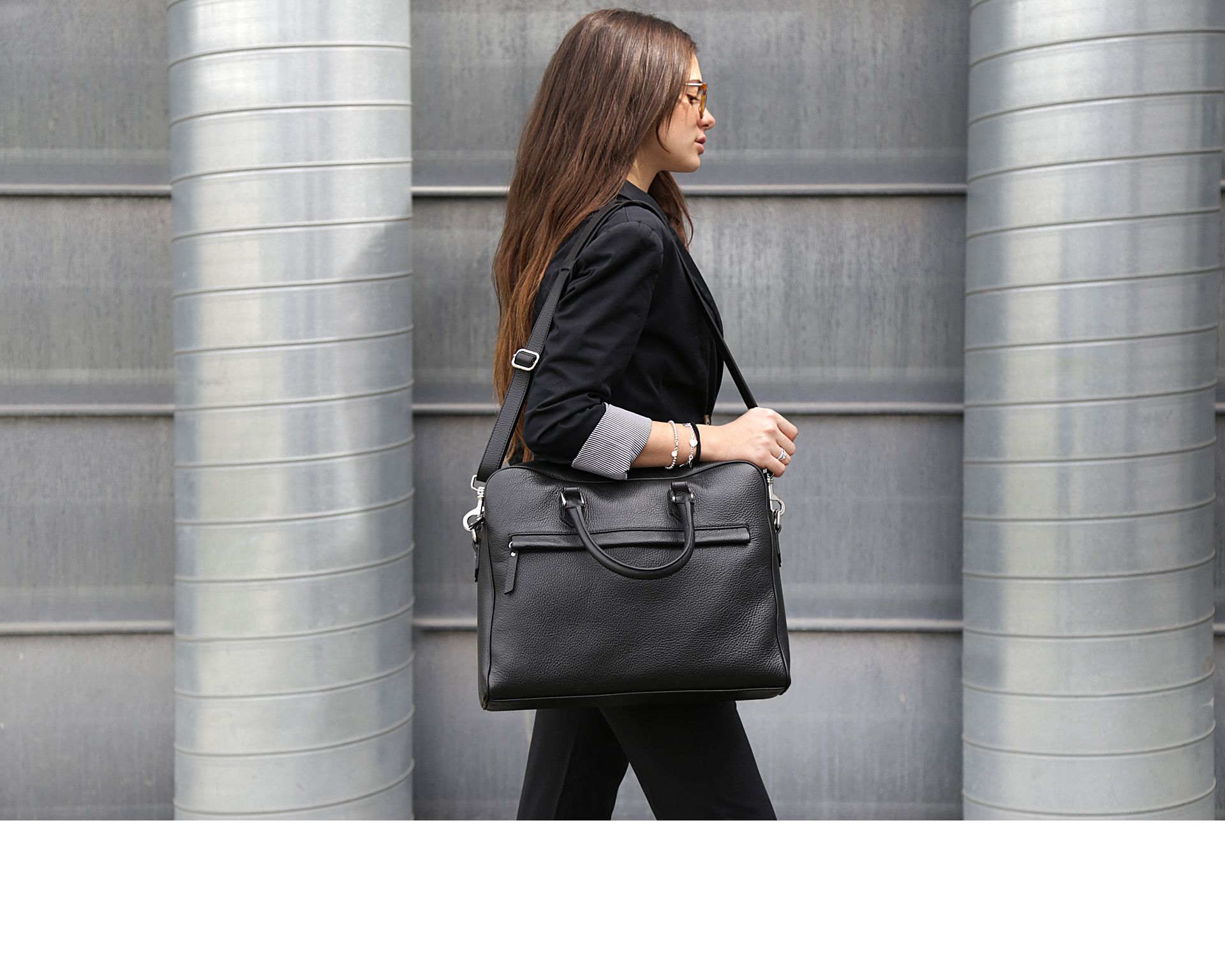 Borsa Bowling Slim Pelle Nera Selezione Zanolli 151177 9381202blk