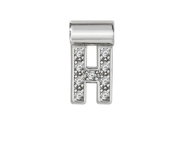 Ciondolo seimia argento lettera h con zirconi