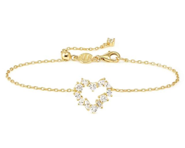 Bracciale cuore colour wave argento dorato con cubic zirconia