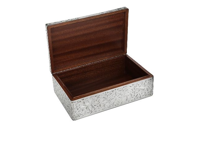 Scatola Argento Con Incisione Floreale E Interno In Legno Selezione Zanolli 22242 5661804sc00