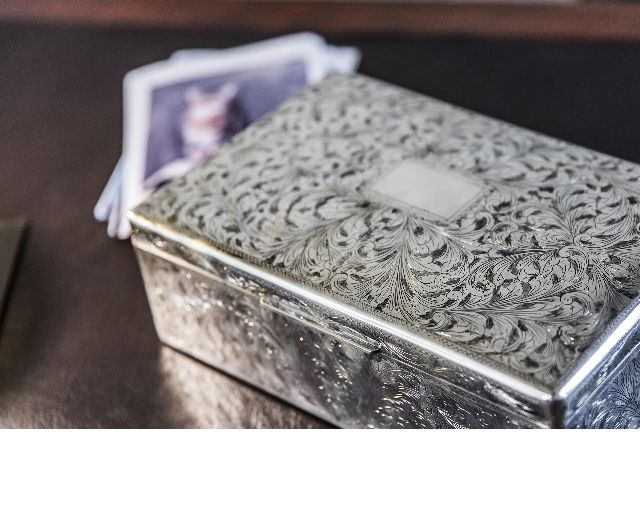 Scatola Argento Con Incisione Floreale E Interno In Legno Selezione Zanolli 22242 5661804sc00