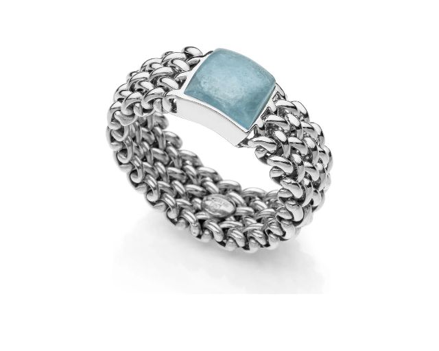 Ring chicco silver with aquamarine crystal