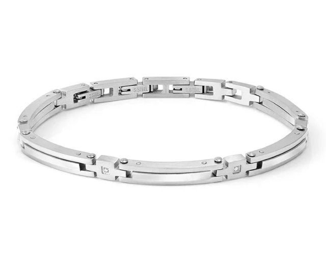Bracelet strong diamond steel with 4 natural diamonds