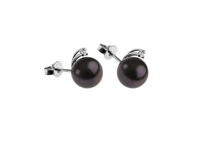 Orecchini Perla Nera Oro 750 Con Diamante Selezione Zanolli