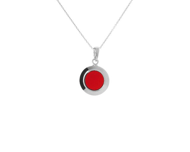 Collana argento con ciondolo in pasta di corallo