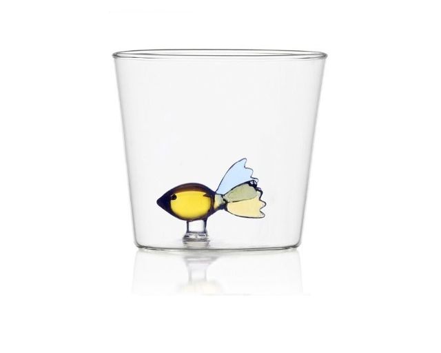 Tumbler glass animal farm coloured fish