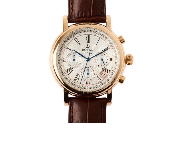 Orologio da polso uomo acciaio con quadrante bianco e cinturino in pelle