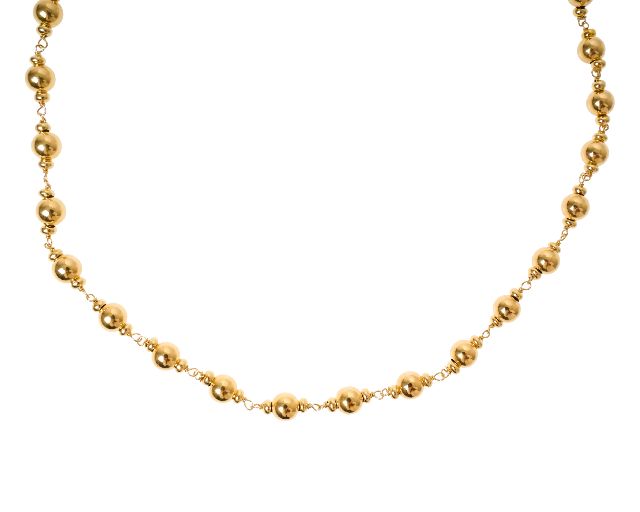 Collana argento dorato con palle lucide