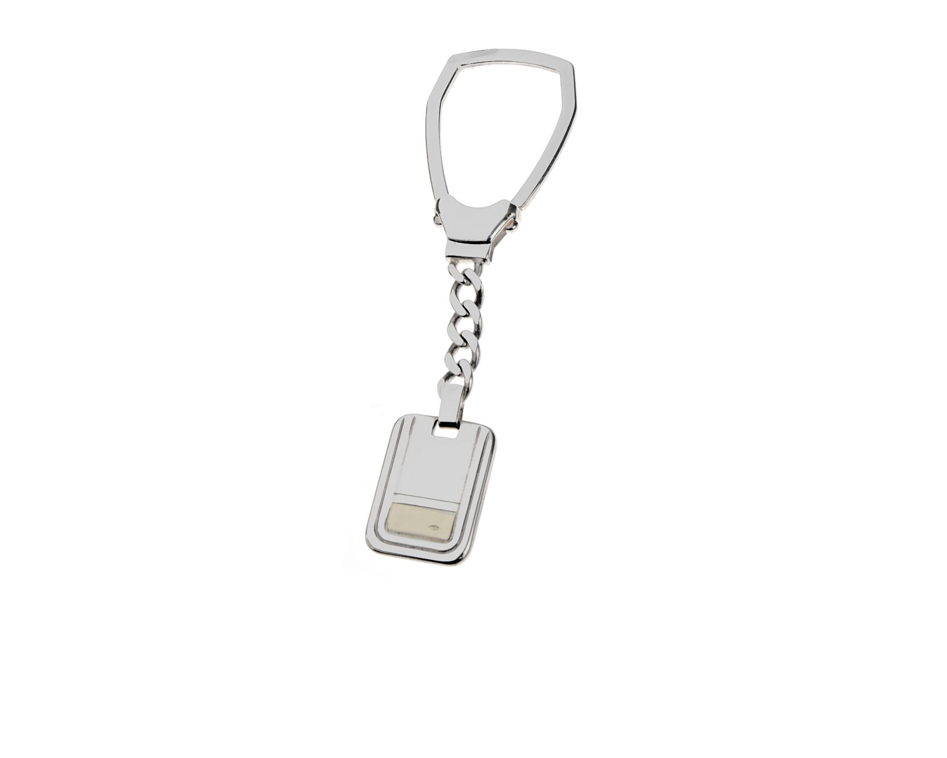 Portachiavi Argento Con Piastrina Rettangolare E Inserto Oro Selezione Zanolli 10555 2v202pcaubis