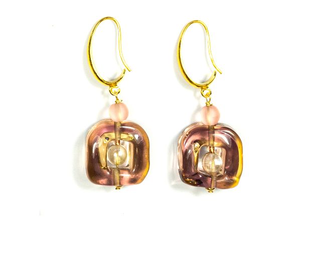 Earrings foliage pink