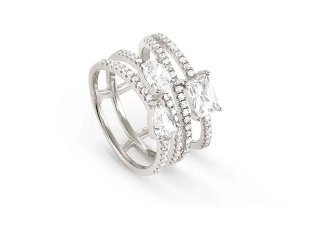 Ring colour wave silver