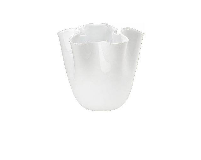 Vase fazzoletto murano glass opalino milk white
