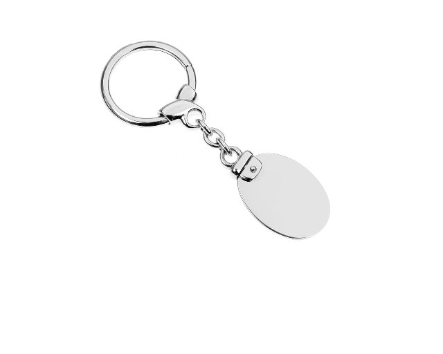 Keychain silver with oval plate