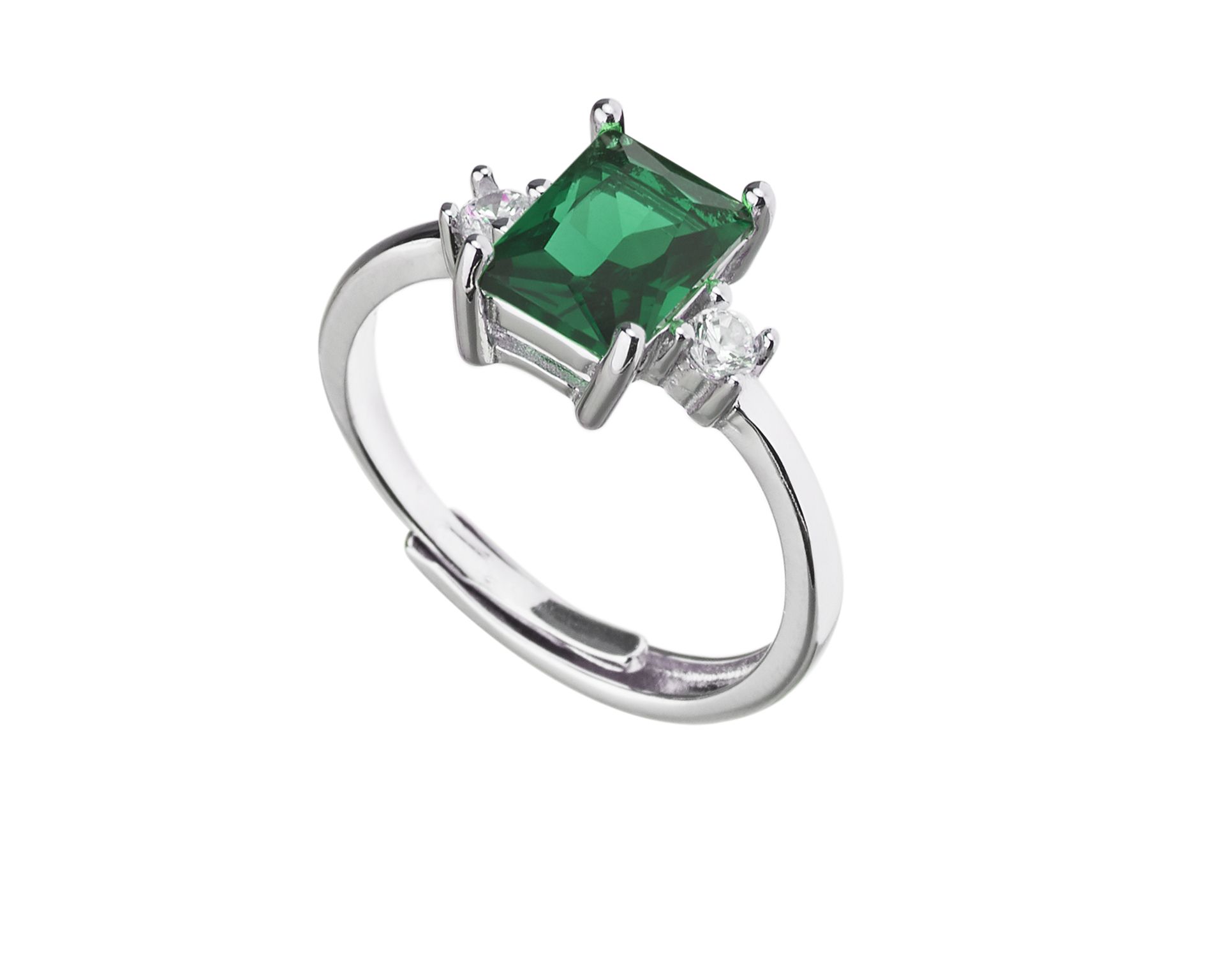Anello Argento Con Rettangolo Zircone Smeraldo Sovrani 185565 814j10324m16