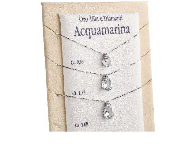 Necklace Gold 750 With Aquamarine Drop And Diamonds Selezione Zanolli
