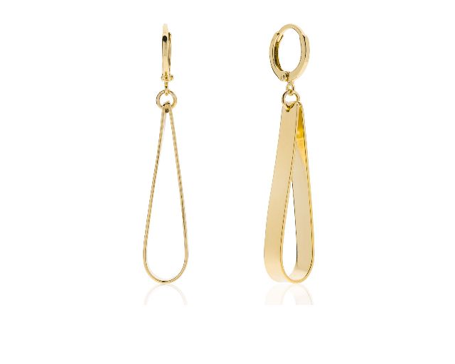 Orecchini pendenti lux a goccia lunga in bronzo dorato