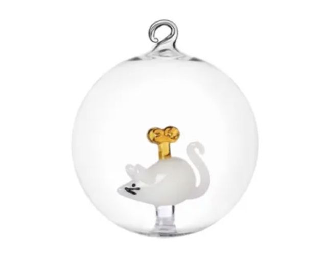 Idea regalo natale palla di natale topino bianco
