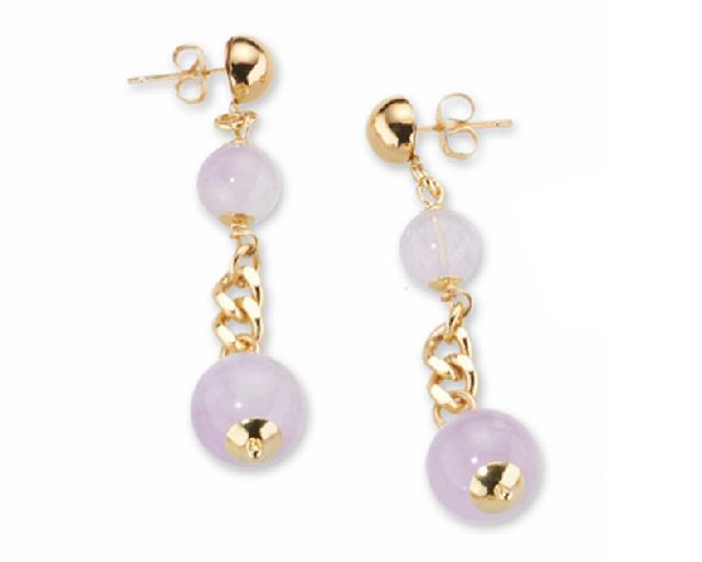 Orecchini violette ottone finitura dorata con ametista sasso, citrino sasso
