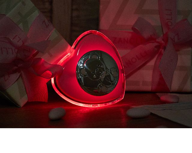 Luce Notturna Orsetto Argento Pvd Cuore Rosa Selezione Zanolli 176551 875pu8607r