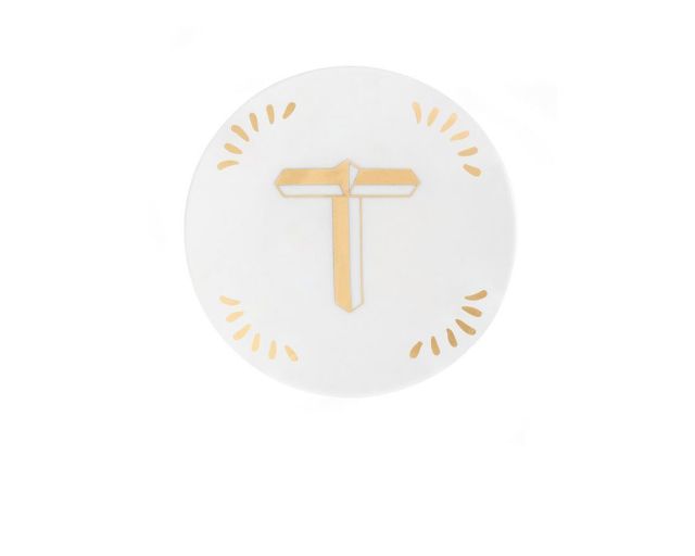 Piattino lettering porcellana lettera t
