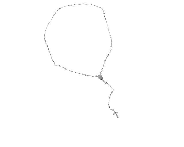Rosary necklace silver with glossy balls and cross